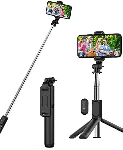 Selfie Stick, Extendable Selfie Stick Tripod with Wireless Remote and Tripod Stand, Portable, Lightweight, Compatible with iPhone 14 13 12 Pro Xs Max Xr X 8Plus 7, Samsung Smartphone and More