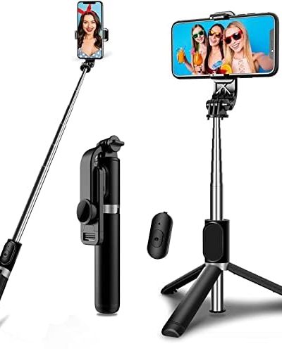 Selfie Stick Tripod with Remote Phone Recording Stand, Travel Tripod for iPhone Cell Phones, Cellphone Filming Tripod Travel Necessories Gift for Men Women, Tripode para Celulares Tripie para Celular