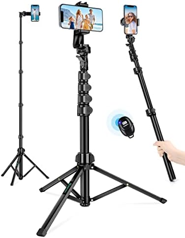 Phone Tripod, 71" Tripod for iPhone, Selfie Stick Tripod Stand with Remote, iPhone Tripod & Tall Travel Tripod for Recording Video Selfies Photo, Compatible with iPhone 14 Pro Max 13 12 11 Cell Phone