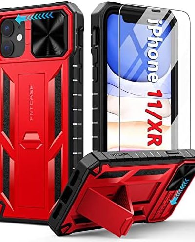 FNTCASE for iPhone 11/XR Phone Case: Rugged Shockproof Protective Cases for Apple iPhone 11 & XR Phone 6.1 inch | Military Grade Drop Proof Protection Cell Phone Mobile Cover with Kickstand & Slide