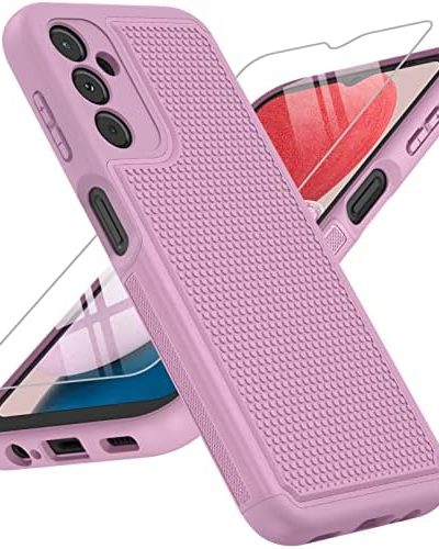 FNTCASE for Samsung Galaxy A14 5G Case: Dual Layer Protective Heavy Duty Cell Phone Cover Shockproof Rugged with Non Slip Textured - Military Protection Bumper Tough - 2023, 6.6inch (Raspberry Pink)